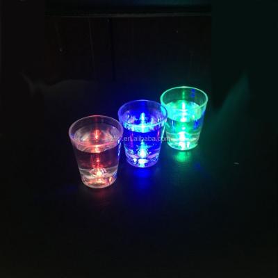 China Round Shape 50ml Led Flashing Plastic Shot Glass With Water Activated for sale