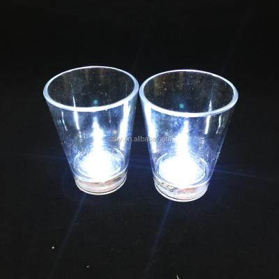 China Round Shape 50ml Plastic Led Flashing Shot Glasses for sale