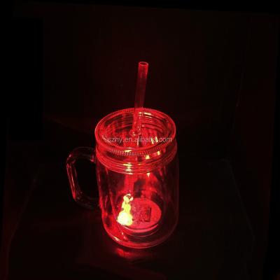 China 600ml plastic led lightweight acrylic mason jar for sale