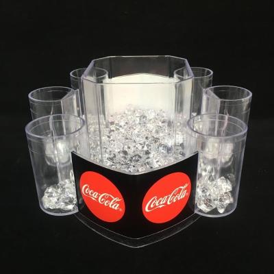 China Viable transparent plastic ice bucket for vodka energy drinking box for sale