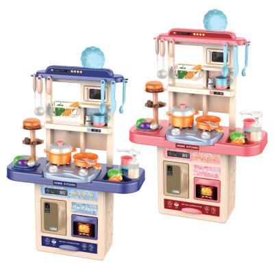 China Safety 2021 New Kitchen Toys Pretend Plastic Kids Play Kitchen Set with Sink, Realistic Lights and Sounds for sale