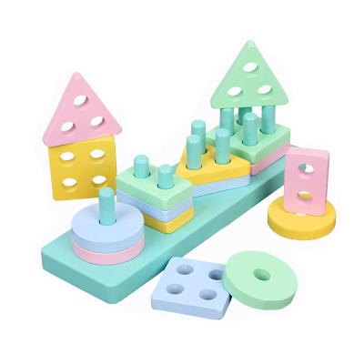 China Montessori Toy Set Funny Hot Sale Amazon Colorful juguete de nino Para Stacking Toys Educational Wooden Puzzles Toys for sale