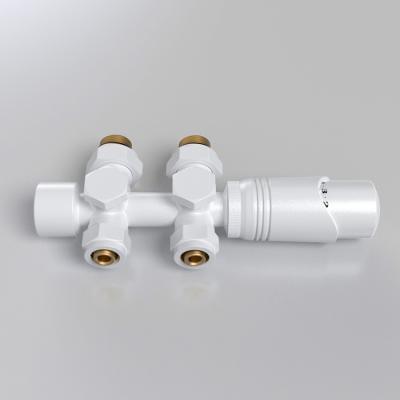 China Best Fashion Modern Welcome Thermostatic Straight H-Block Brass Radiator Valve 1/2*15mm Trv White Chrome for sale