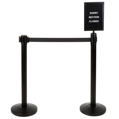 China Public Place Retractable Belt Barrier Black Post - 12 Ft Belt//Crowd Control/Guidance Rack for sale