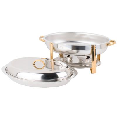 China Gold Chafing Dish Set Candle Food Warmer Trays Stainless Steel Buffet Chafing Dish 560*305*280 mm for sale