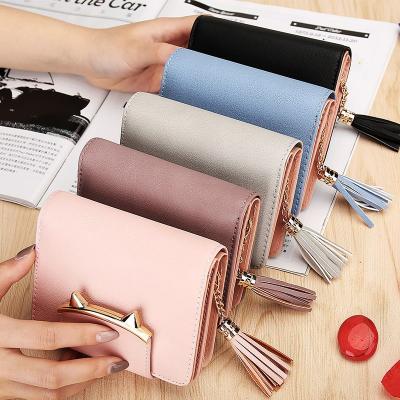 China 2022 Vintage Handsome Coin Purse Small Waist Cute Girls Card Bag Student Wallet Woman Short Wallet for sale