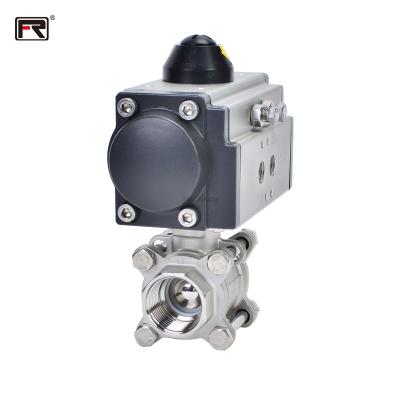 China Safe And Durable High Quality Pneumatic Stainless Steel Female Threaded Three Way Ball Valve for sale