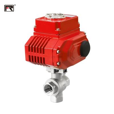 China High Quality Safe And Durable SS304 SS316 Vertical Electric Female Threaded Three Way Ball Valve for sale