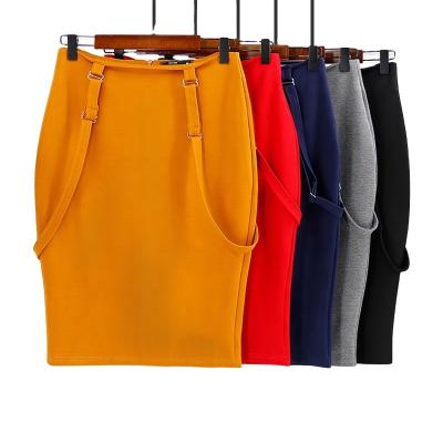 China Wholesale High Waist Office Solid Stretchy Women's Breathable Pencil Ties Suspender Skirts for sale