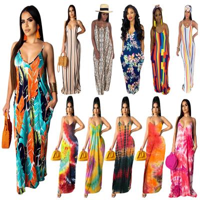 China 2022 New Style Bride Long Skirt Tie Dye Maxi Sexy Cotton Dress Lady Bodycon Viable Multicolor Optional Dresses for sale