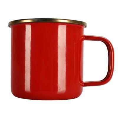 China Hot Selling Enamel Cup Sustainable Custom Camping Enamel Cup Steel Mug for sale