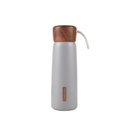 China 400ml/500ml PORTABLE Thermos Bottle Water Bottle Stainless Steel Thermos Thermos With Wood Grain Lid for sale