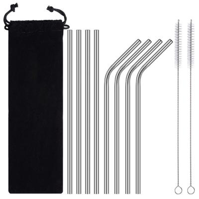 China Factory Wholesale Amazon Sale 304 Stainless Steel Straws Set Disposable Hot Metal Beech Tube Drinking Straw With Brush for sale