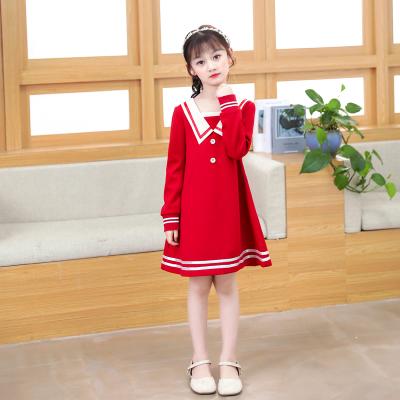 China Lovely sweet girl's casual daily dress autumn and winter college dress fashion navy collar children's comfortable dress for sale