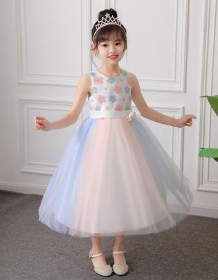 China Anti-static Children's Dress Two Color Poncho Children's Princess Dress Piano Performance Dress For Girls for sale