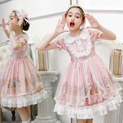 China 3-14 Years Girl's Anti-Static Dress Candy And Soft Lolita Style Ruffle Bubble Sleeve Design for sale