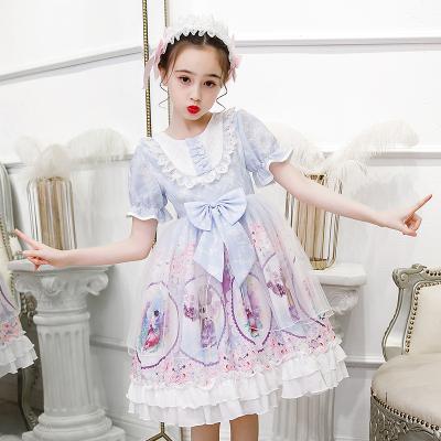 China 3-14 Years Girls Lolita Dress Lace Embellishment Anti-Static Ruffle Lantern Slaps Cute Baby Collar Design for sale