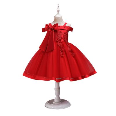 China European and American Children's New Children's Dress New Children's Bowknot Applique Princess Skirt Piano Anti-Static Show Dress for sale