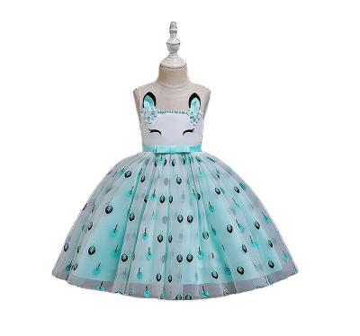 China 3-13 Years Anti-Static Unicorn Princess Dress Flower Children's Mesh Girl's Dress Girls Dress Unicorn Girl's Skirt for sale