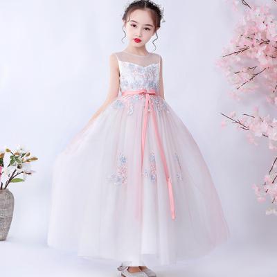 China 2021 Mesh Anti-static Princess Dress Embroidered Sweet Elegant Children's Performance Skirt Temperament Dinner Dress for sale