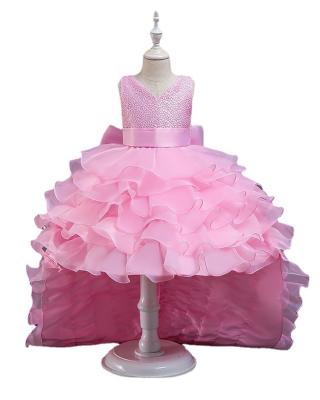 China Anti-static Exquisite Tail Girls' Multi Layer Swallow Princess Performance Dress Piano Birthday Dress for sale