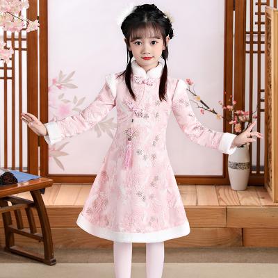 China Winter Girl Qipao Kids Baby Princess Mini Qipao Dress Casual Traditional Style Long Sleeve Chinese Ready Made For Casual Wear for sale