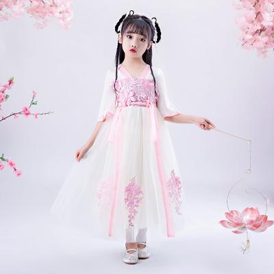 China 2021 Anti-static Girls' Hanfu Dress Girls' Dress Classic Embroidered Girl's Sweet Dress for sale