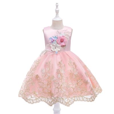 China European and American Anti-Static Girls' Performance Skirt Girls' Dress Applique Embroidered Popular Girls' Dress for sale