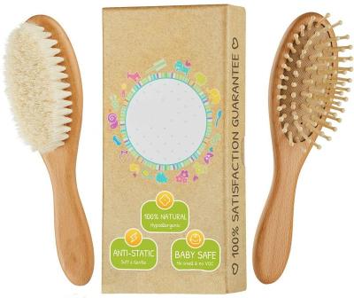 China 100% Compact Boar Bristle Hair Playbrush Soft Brist Natural Baby Hair Playbrush Natural Wooden Hair Brushes For Child And Toddler Kid for sale