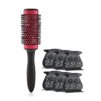 China Waterproof Hot Selling Professional Hair Dryer Brush With 6 Pcs Clips Straighten Hair Brush For Woman Curly Hair Brush for sale