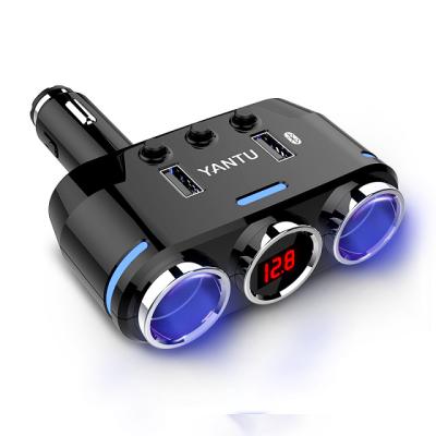 China Voltage Monitoring YANTU B39 Mini Car Charger 3.1A Car Phone Charger 3 Socket 2 USB Cigarette Lighter 2in1 for sale