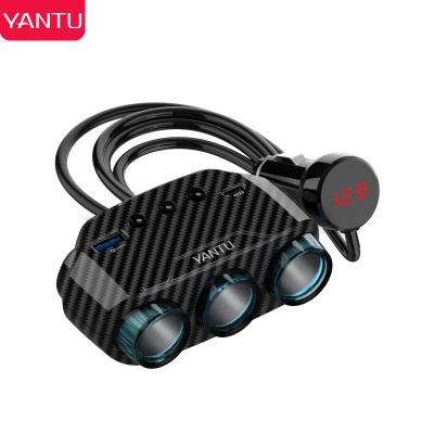 China Cyberpunk YANTU LM21 QC3.0 Power Charger Type-C One USB Car Cigarette Charger Adpter 3 Lighter Plug With 70cm Power Cord for sale