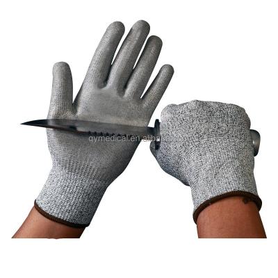 China General Purpose HDPE PU Coated Cutting Gloves Rubber Gloves PU Coated Palm Anti-Cut Glove for sale