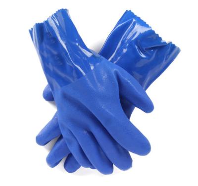 China Anti-smash Industrial PVC Long Sleeve Gloves Blue Color for sale