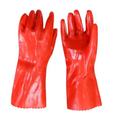 China Work Protection Long Sleeve Red PVC Fully Dipped Industrial Oil Chemical Resistant Coated Glove for sale