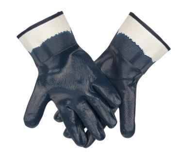 China Blue Water Proof Nitrile Safety Sleeve For Plush Knitted Cheap Full Dip Gloves for sale