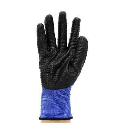 China Breathable Stretch Nitrile Palm Coated Anti Slip Oil Industrial Work Gloves Zebra Scratch Coating Glove Good Quality for sale