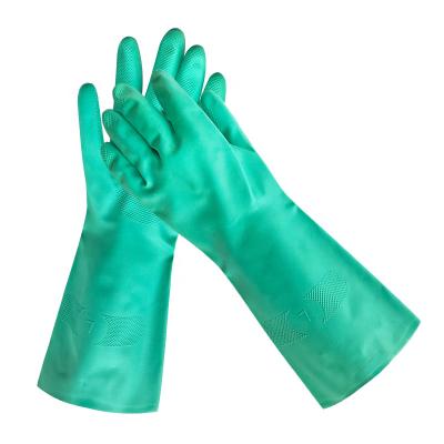 China Green Anti-smash Gloves Long Sleeve Household Industrial Used Nitrile Coated Gloves for sale