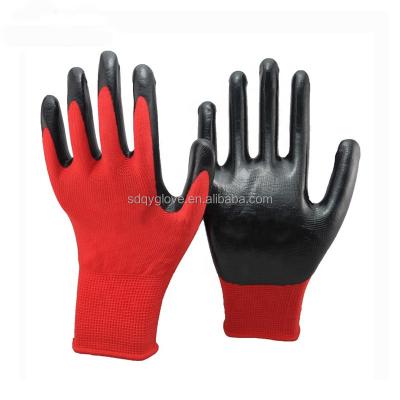 China Cheapest Nitrile Gloves Anti-smash Price Red Black Nitrile Coated Gloves for sale