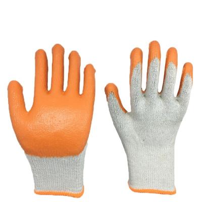 China Anti Slip Glove Cheap Cut Cotton Knitted Orange Rubber Palm Latex Coated Running Glove for sale