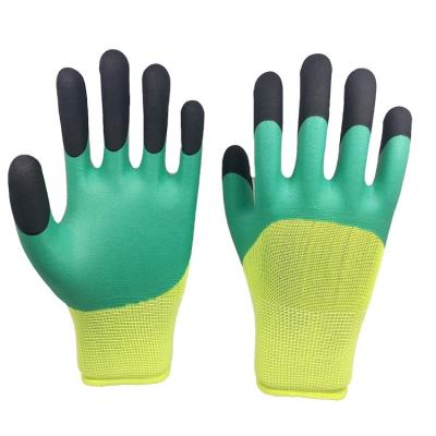 China Anti-Slip Finger Reinforce Cut Glove Double Dipped Latex Foam Half Coated Glove for sale