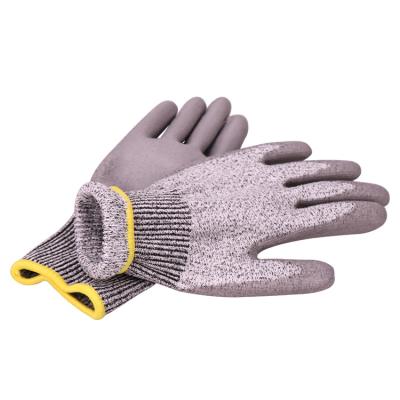 China Cheap HPPE Cutting CE Breathable Stretch Heavy Duty Level 5 PU Palm Gloves for sale