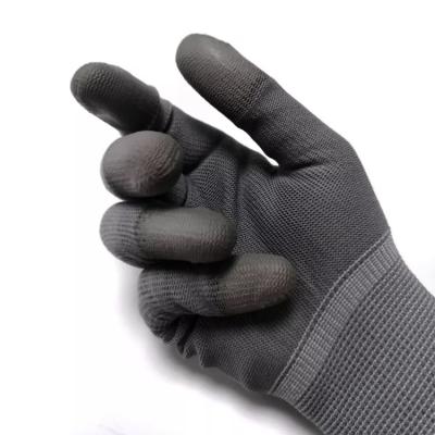 China 13G PU Top Fit Breathable Stretch Gray Glove for sale