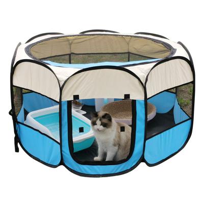 China Breathable Factory wholesale High quality oxford cloth pet cageCat's Dog's nest housePackable and portable Pet Tent octagonal cage stock for sale