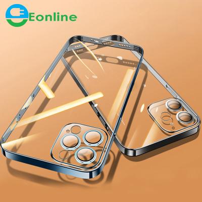 China Eonline Electroplating Shockproof Case For 13 Pro Case Full Lens Cover Shockproof Soft Tpu Cover Clear Phone Case For 12 Pro Max for sale