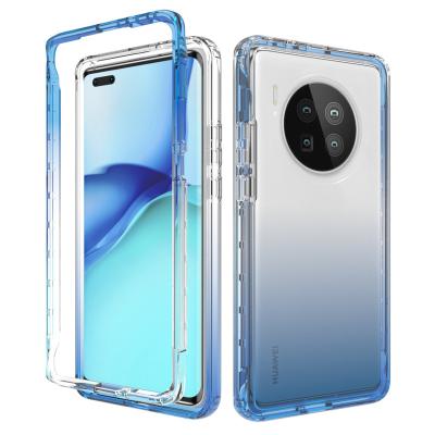 China Full Cover Rainbow 360 Gradient Drop Protection Tpu Transparent PC Armor Phone Case For Mate 40 pro 5g for sale