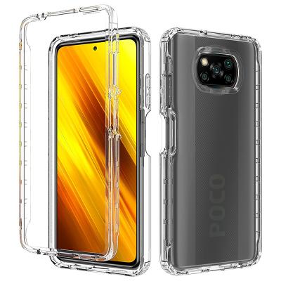 China 360 Shockproof Clear Design Front Frame Full Protective Phone Case For Poco X3 Nfc for sale