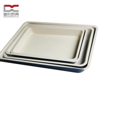 China Sustainable Factory Offered Food Safety Standard Black/Grey/Ceramic Rectangle 3pcs/Tray Shape Nonstick Baking Tray Set Bake Roaster for sale