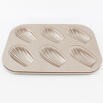 China Gold Coating Olive Shape Food Safety Stick Standard High Quality Stable Viable Non 6 Cups Roll Pan Baking Pan Kitchen Use Bakeware for sale