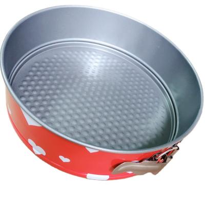 China Factory New Stable Style Metal Food Safety Standard Spring Galvanized Non-Stick Liner Form Printing Patter Decal Cake Pan With Lock for sale